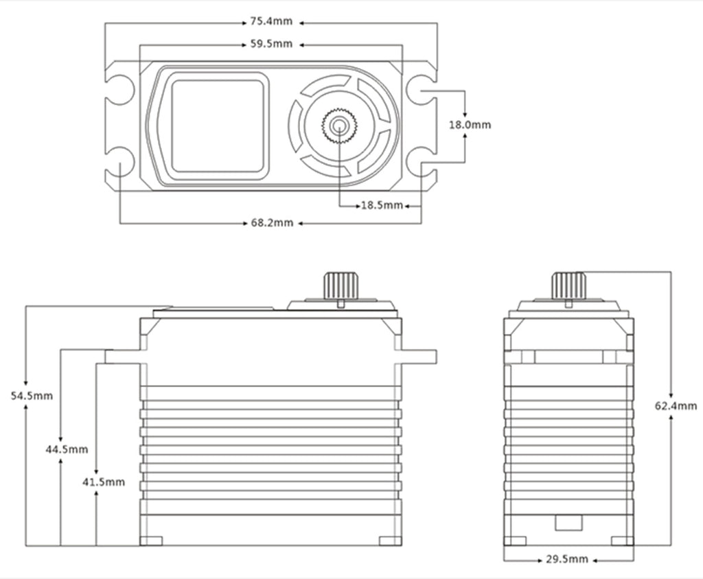 BH125W - Large Scale HV DC Digital Servo .085sec / 1735.9oz @ 8.4V