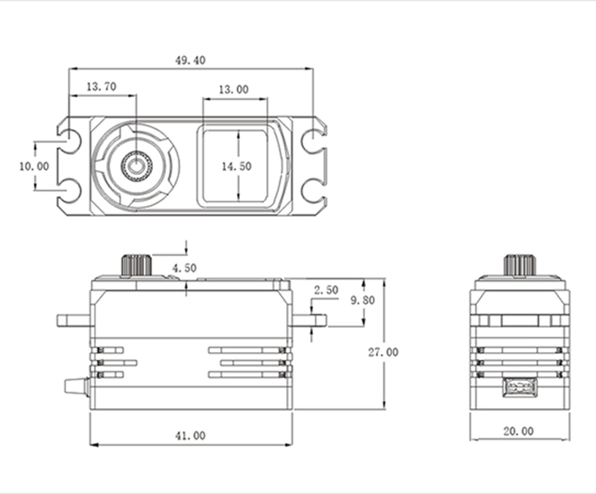 BH815S - Low Profile HV Brushless Digital Servo, .045sec / 208.3oz @ 8.4V