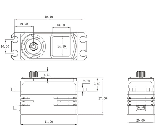 CH712S - Low Profile HV Coreless Digital Servo, .049sec / 175.0oz @ 8.4V