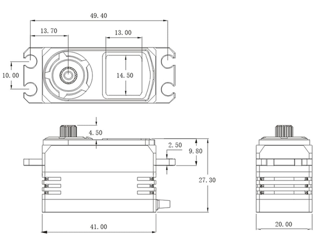 D1S - Low Profile HV Coreless Digital Servo, .18sec / 256.9sec @ 8.4V