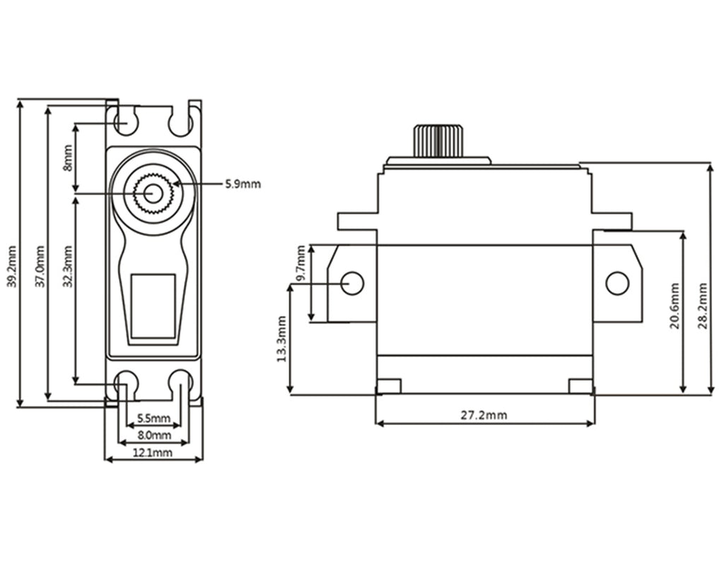 MIN6 - Mini HV Coreless Digital Servo, .062sec / 125.0oz @ 8.4V
