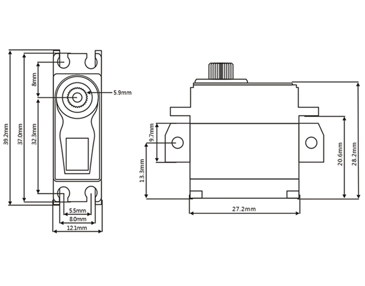 MIN6 - Mini HV Coreless Digital Servo, .062sec / 125.0oz @ 8.4V