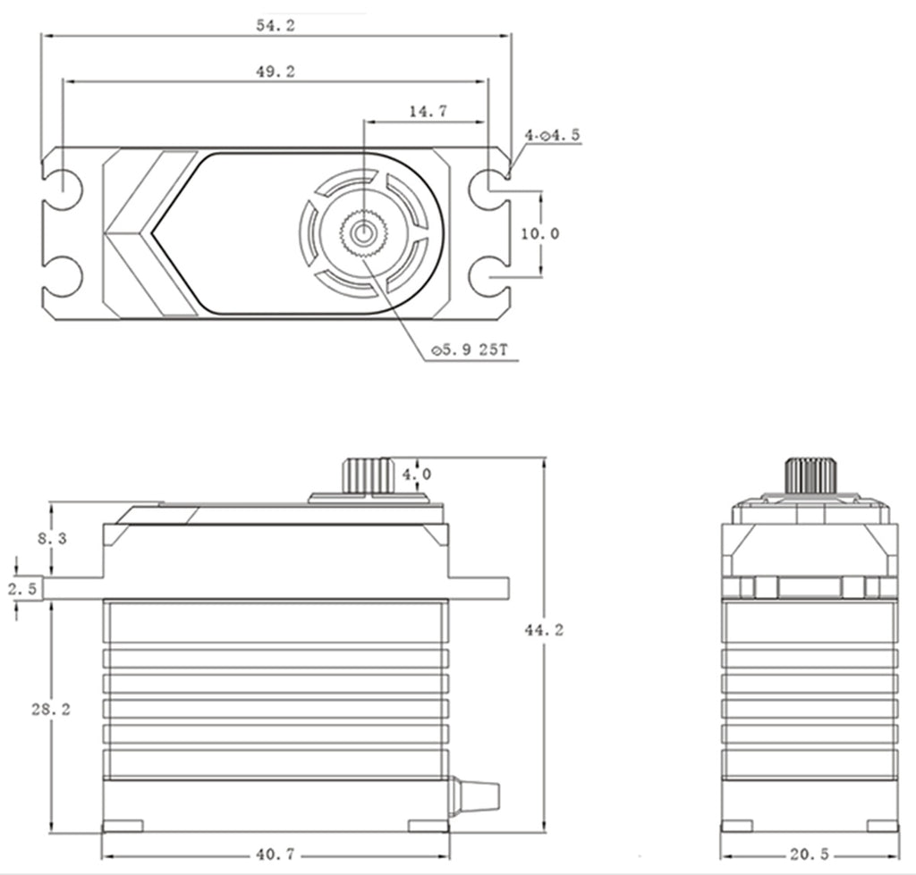 T45 - Standard HV Coreless Digital Servo, .13sec / 625.0oz @ 8.4V