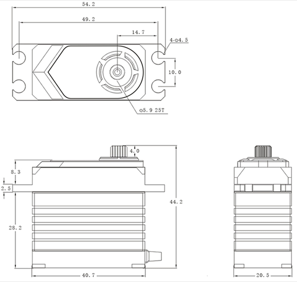 T55 - Standard HV Coreless Digital Servo, .19sec / 763.8oz @ 8.4V