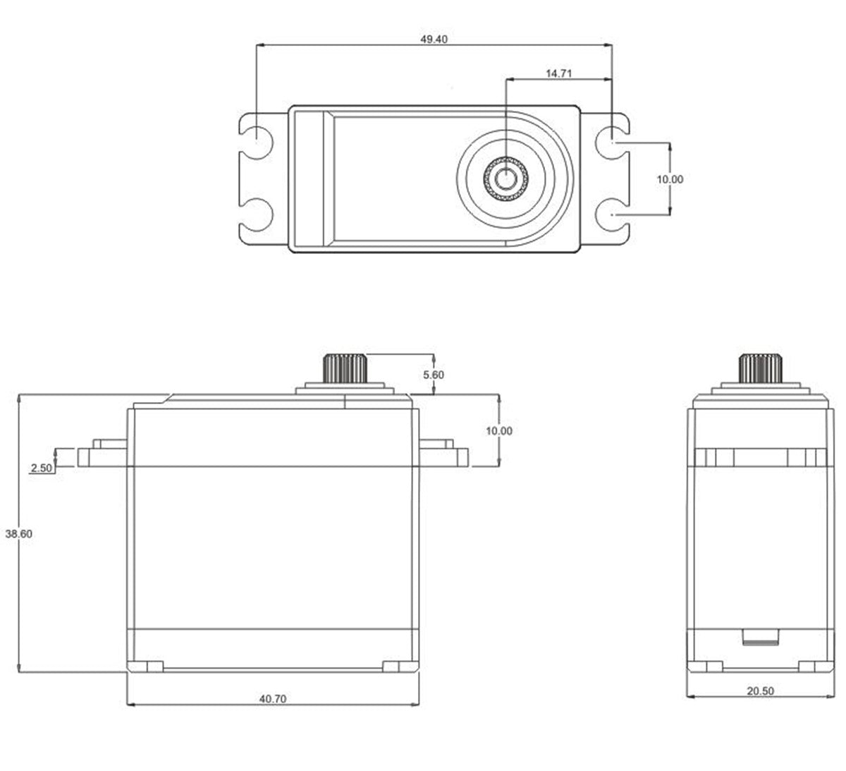 W25 - Standard HV DC Digital Waterproof Servo .14sec / 247.2oz @ 7.4V